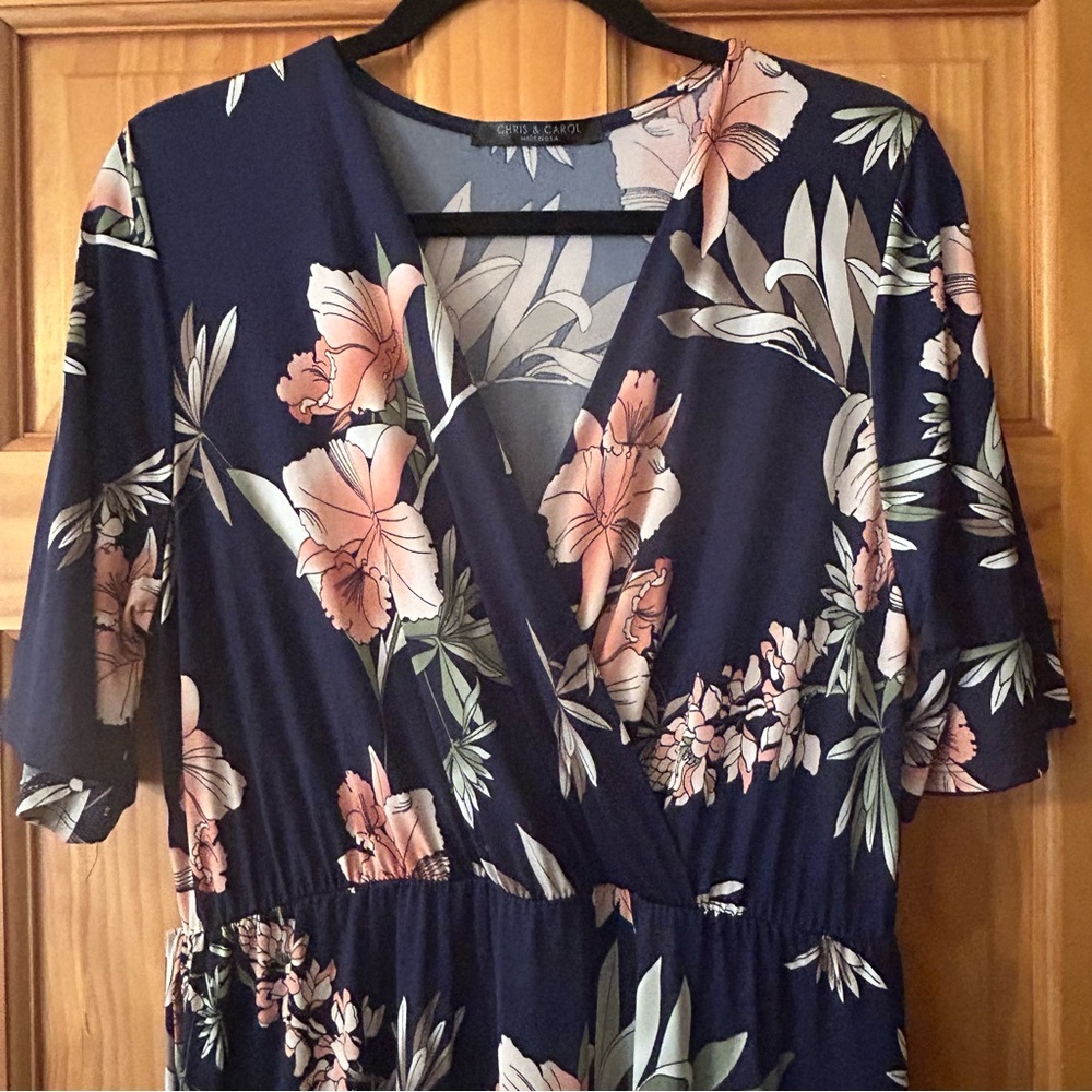 Chris & Carol Floral Midi Dress Sz 16, 1XL